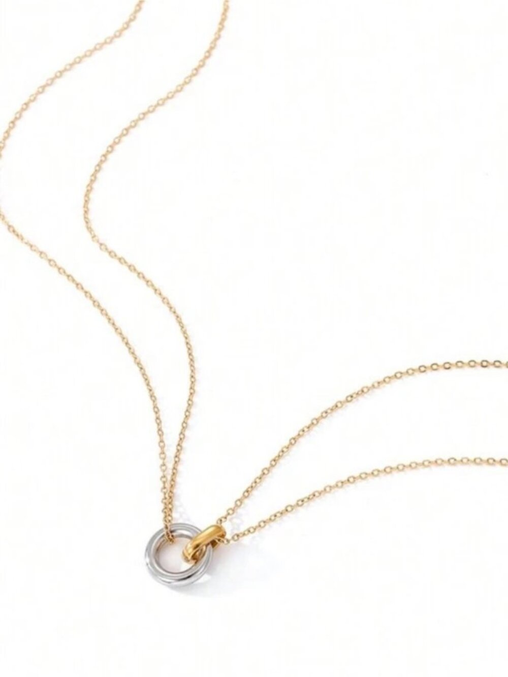 New! 14K Gold Plated Mixed Metal Two Tone Link Necklace (4013) NWOT - Picture 1 of 2
